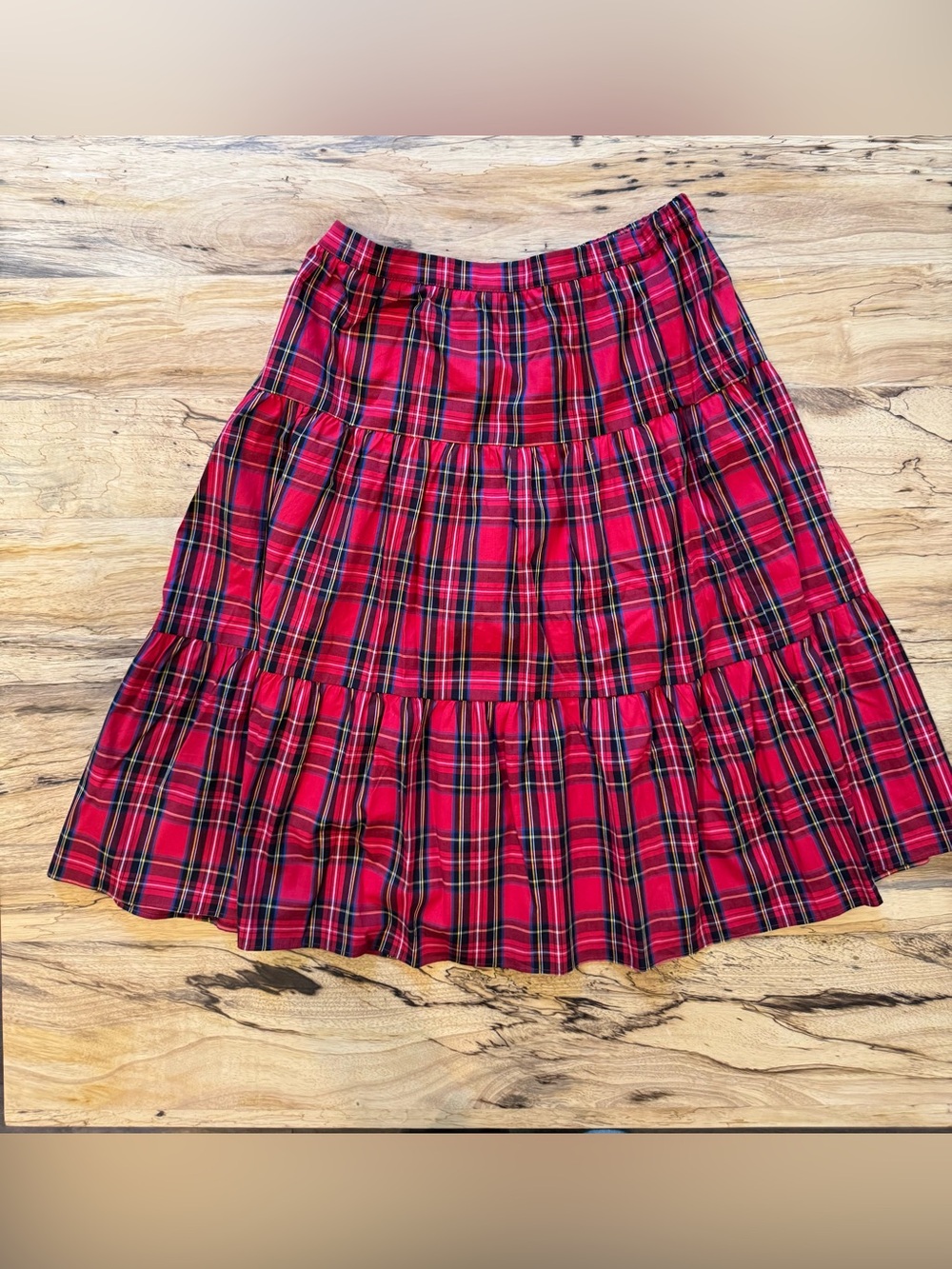 J. Crew Red Plaid Tiered Skirt